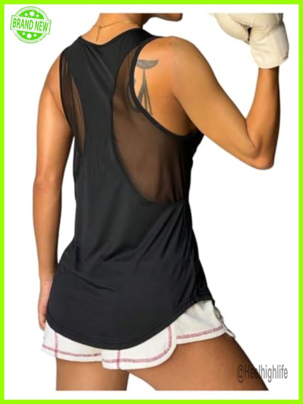 Women's Athletic Running Sleeveless Tank Top Mesh Back Scoop Neck Stretchy